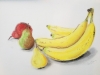 Nature morte ; bananes et poires